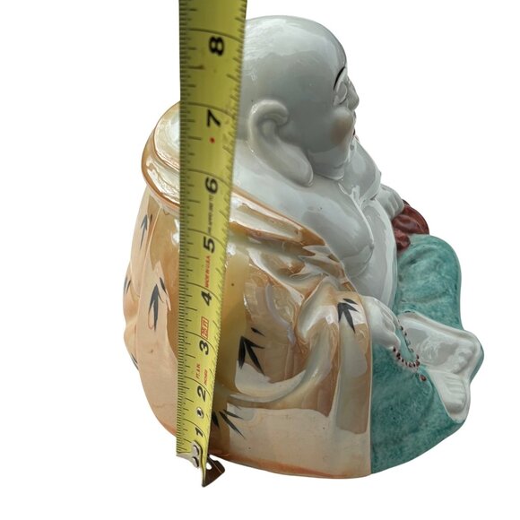 Hand-Painted Ceramic Laughing Buddha Figurine 8.5" Tall - Picture 7 of 8